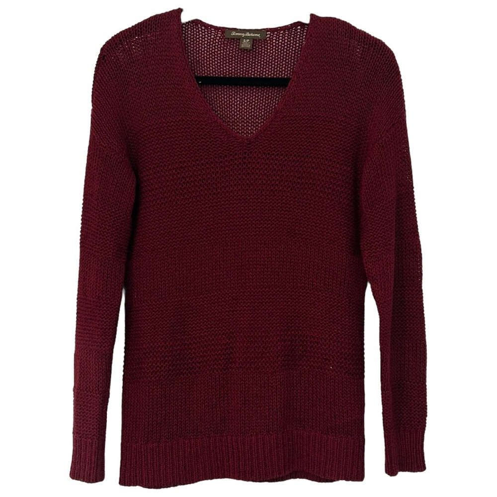 Tommy Bahama Women's Loose Knit Burgundy V Neck Sweater  Sz‎ S